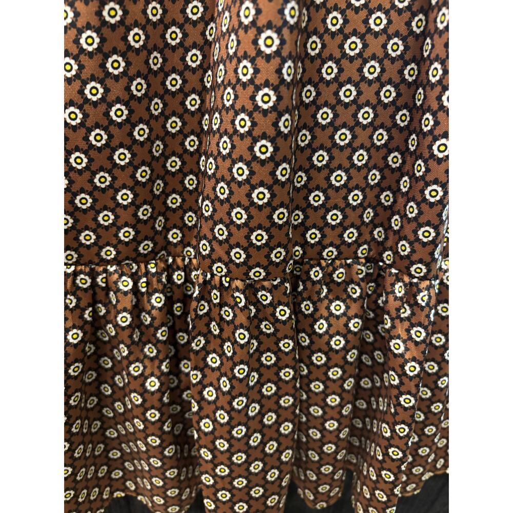 SANDRO JANINE PARIS Floral-Print Wrap-Front Midi Dress Marron US Sz 8 - Picture 7 of 14